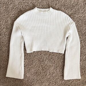 Forever 21 Cream Ribbed Turtleneck Sweater
